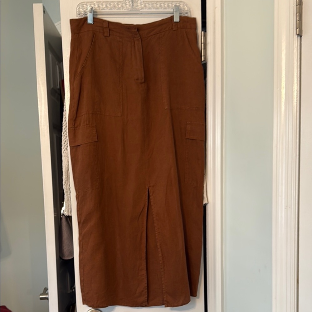 Magasconi Brown Midi Skirt with Front Slit